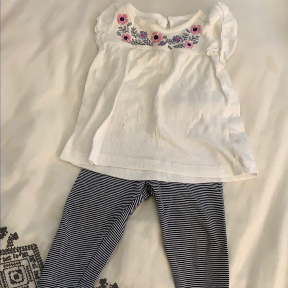 12M- Blue and White Stripe Legging & matching top